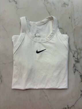 Nike White Tank Top with Black Swoosh